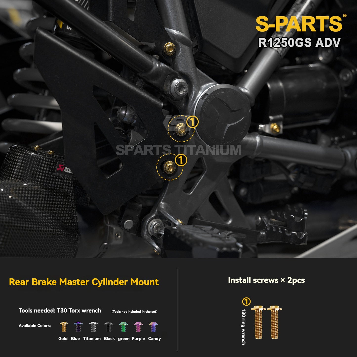 SPARTS Titanium Brake, Suspension & Handlebar Bolt Kit for BMW R1250GS / ADV