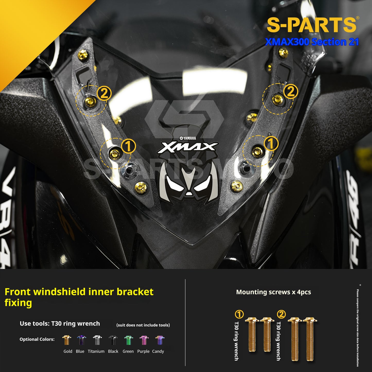 SPARTS 2021 XMAX300 YAMAHA Motorcycle Modified Titanium Alloy Bolts Screws
