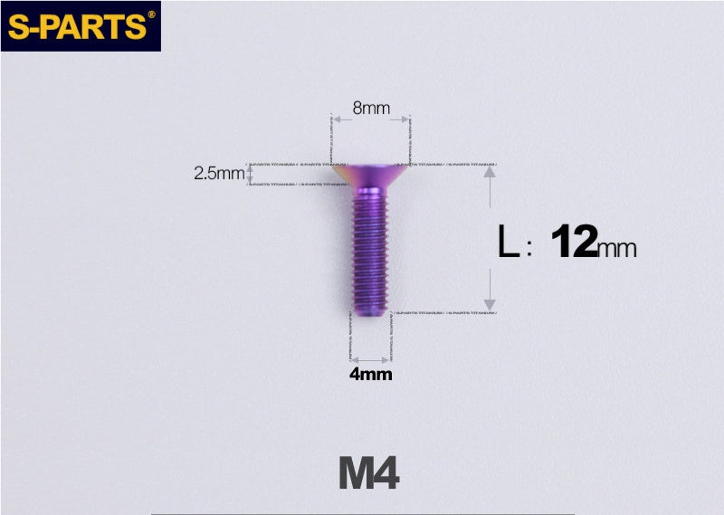 SPARTS M4x10-50mm Countersunk Titanium Alloy Bolt – Flat Head Fastening Screw for Motorcycle & Bicycle