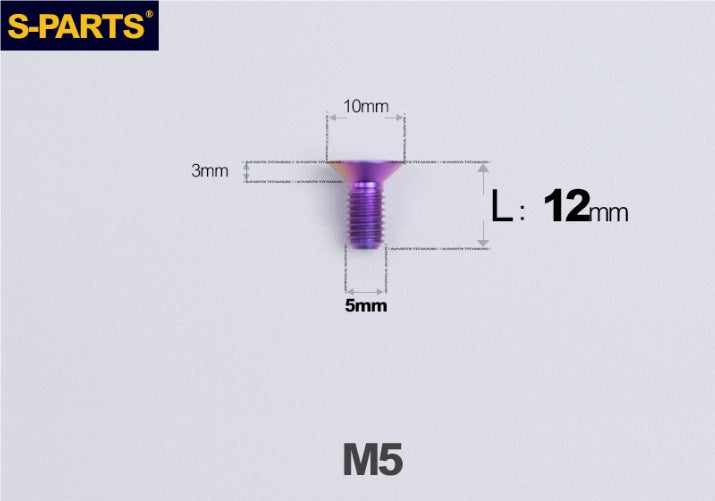 SPARTS M5 Countersunk Titanium Bolt | TC4 Flat Head Motorcycle Fastener
