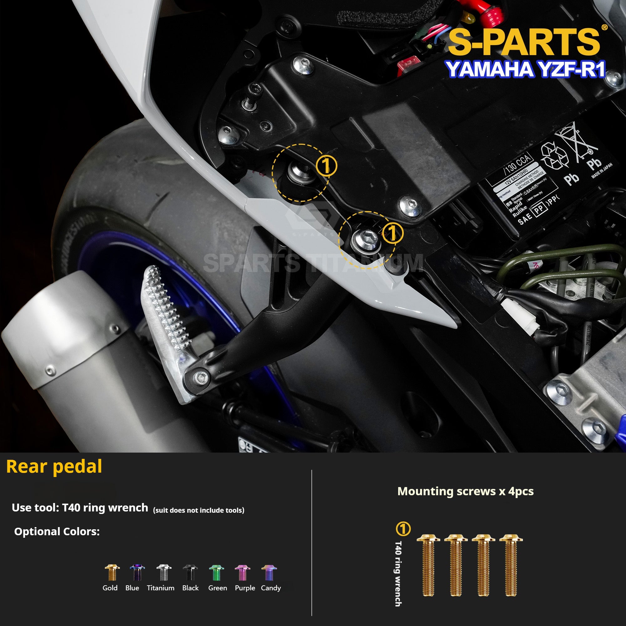 SPARTS TC4 Titanium Bolt Kit for Yamaha YZF-R1 | Motorcycle Titanium Bolt Upgrade