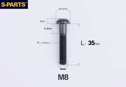 S-PARTS M8 A2 Series TC4 Titanium Bolts – Button Head Fasteners for Bicycle & E-Bike Upgrades
