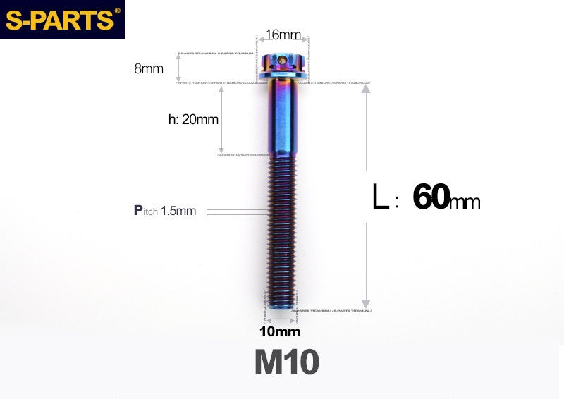 SPARTS M10 P1.5 A3 Series Titanium Bolt – Standard Head – 650°C Forged – S-Grade TC4 for E-Bikes, Motorcycles & Bicycles