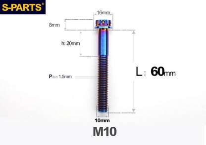 SPARTS M10 P1.5 A3 Series Titanium Bolt – Standard Head – 650°C Forged – S-Grade TC4 for E-Bikes, Motorcycles & Bicycles