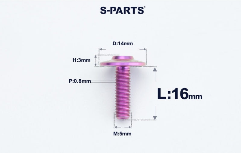 SPARTS A3 Dome Head M5 D14 Titanium Bolt | TC4 Motorcycle & E-Bike Fastener