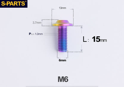 SPARTS A3 Button Head M6 D13 Titanium Bolt for Motorcycle & Bicycle Modification