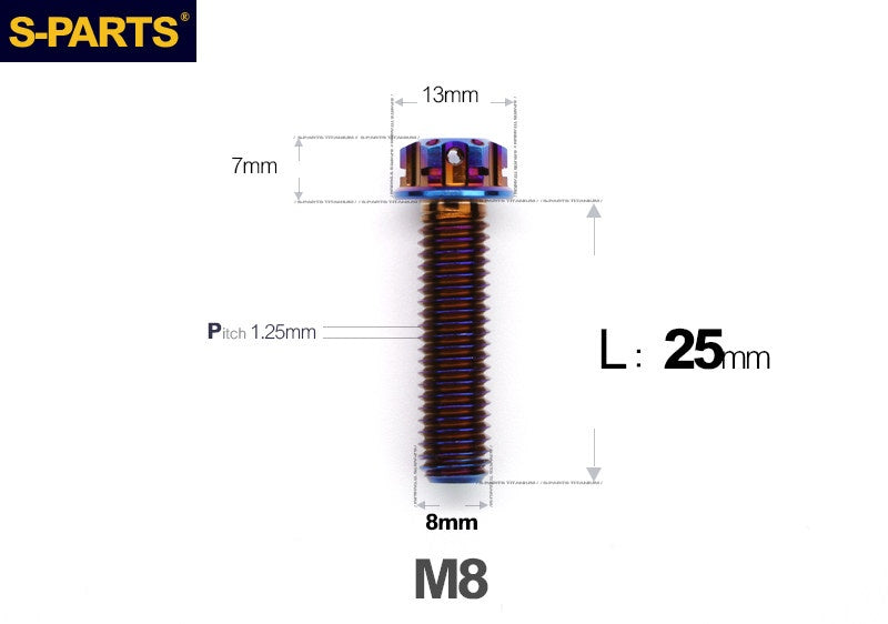 S-PARTS STAN M8 A3 Series Titanium Bolts – Standard Head TC4 Fasteners for Motorcycle & E-Motorcycle
