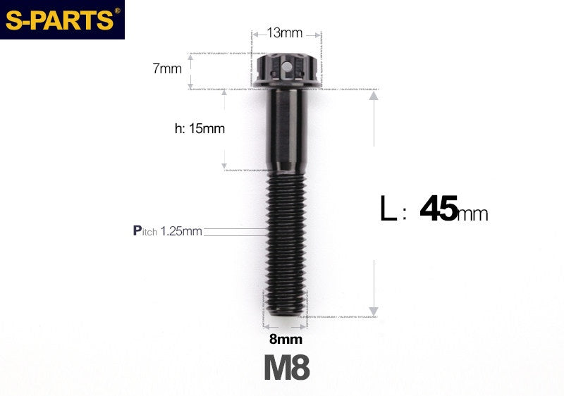 S-PARTS STAN M8 A3 Series Titanium Bolts – Standard Head TC4 Fasteners for Motorcycle & E-Motorcycle
