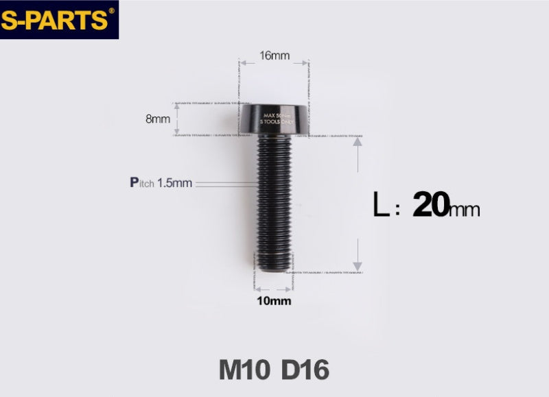 SPARTS Titanium Security Bolt M10 D16 P1.5 – Brake Caliper Locking Screw for Motorcycle