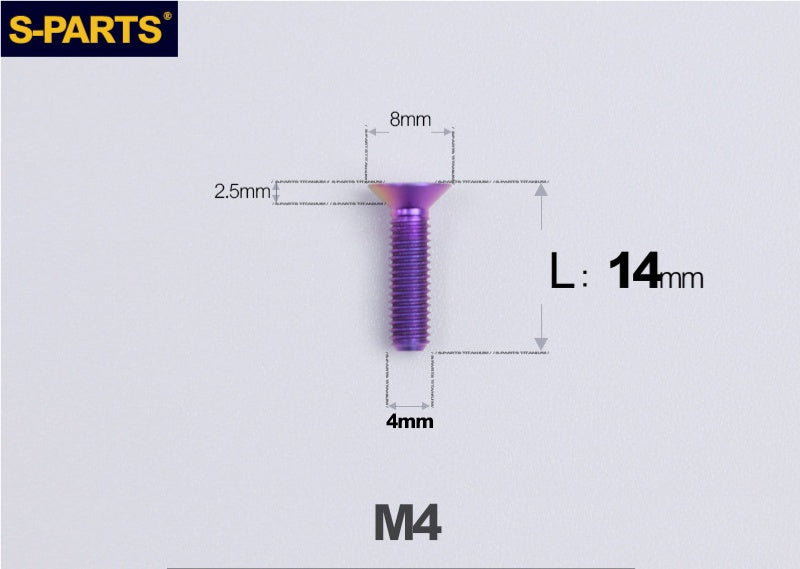 SPARTS M4x10-50mm Countersunk Titanium Alloy Bolt – Flat Head Fastening Screw for Motorcycle & Bicycle
