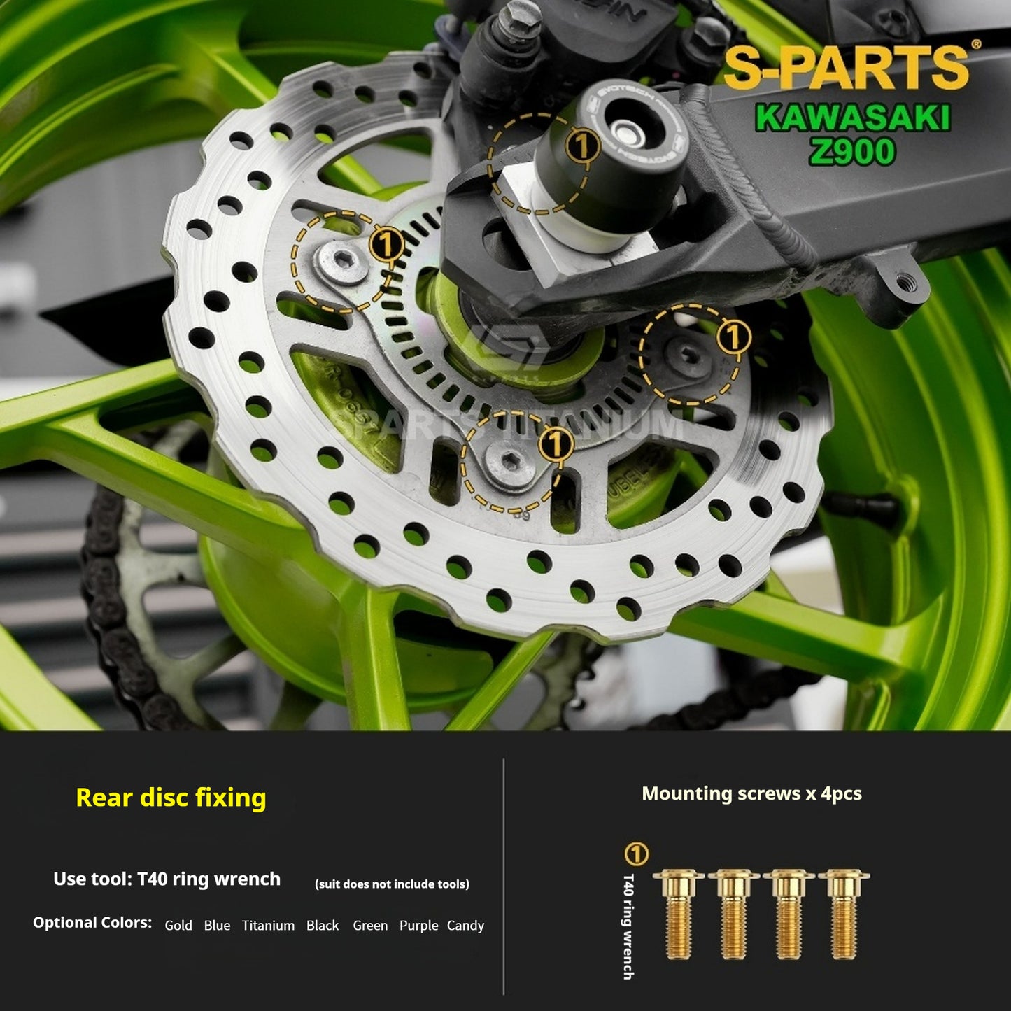 SPARTS TC4 Titanium Bolt Kit for Kawasaki Z900 2021 | Motorcycle Titanium Bolt Upgrade