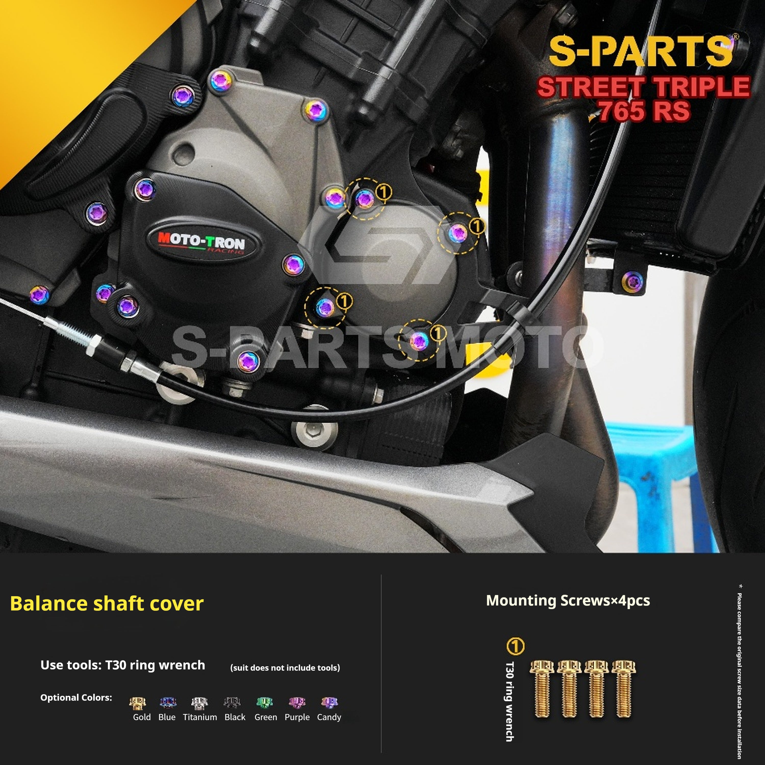 SPARTS Titanium Screw Set for Triumph Street Triple RS –CNC Titanium Upgrade Kit