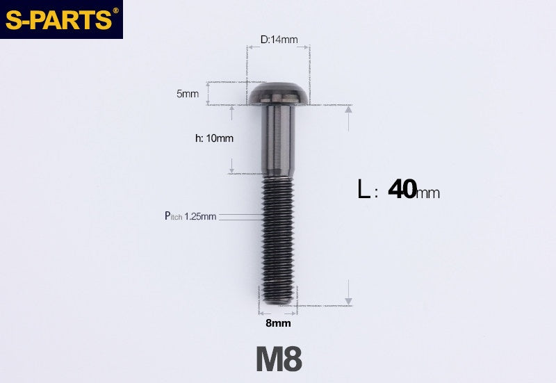 S-PARTS M8 A2 Series TC4 Titanium Bolts – Button Head Fasteners for Bicycle & E-Bike Upgrades