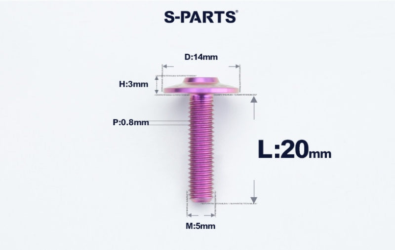SPARTS A3 Dome Head M5 D14 Titanium Bolt | TC4 Motorcycle & E-Bike Fastener