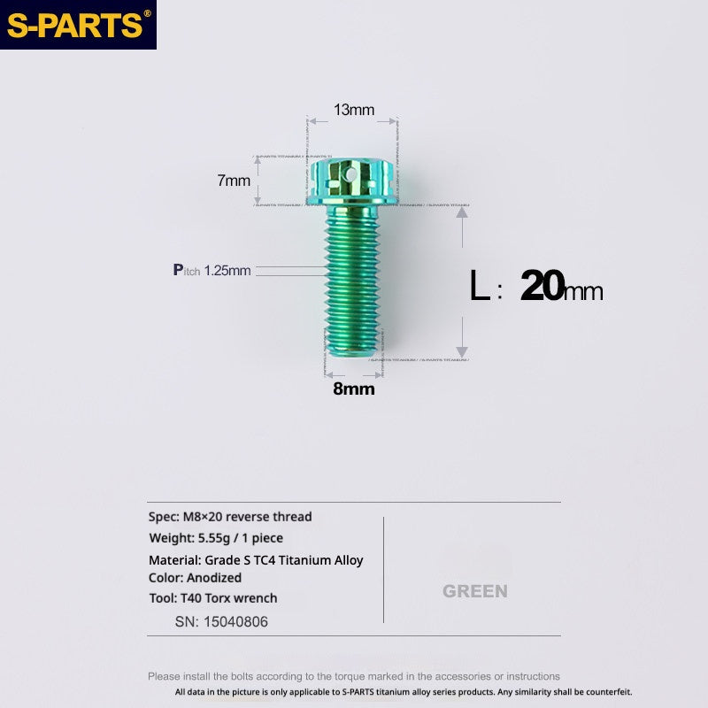 S-PARTS TC4 Titanium Mirror Plug Bolt M8 M10 RH/LH for Motorcycle