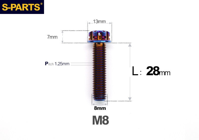 S-PARTS STAN M8 A3 Series Titanium Bolts – Standard Head TC4 Fasteners for Motorcycle & E-Motorcycle