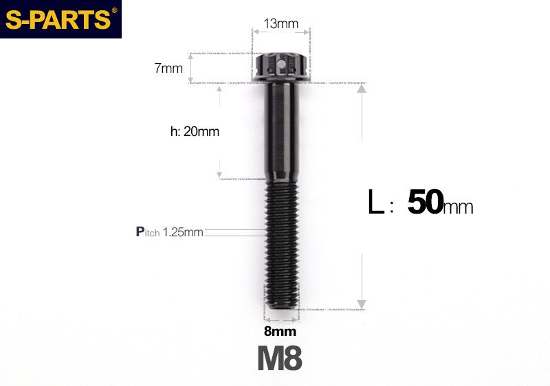 S-PARTS STAN M8 A3 Series Titanium Bolts – Standard Head TC4 Fasteners for Motorcycle & E-Motorcycle