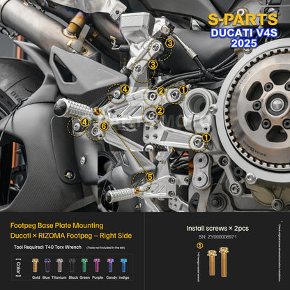 S-PARTS Titanium Engine and Rearset Fastener Kit for Ducati Panigale V4 S 2025