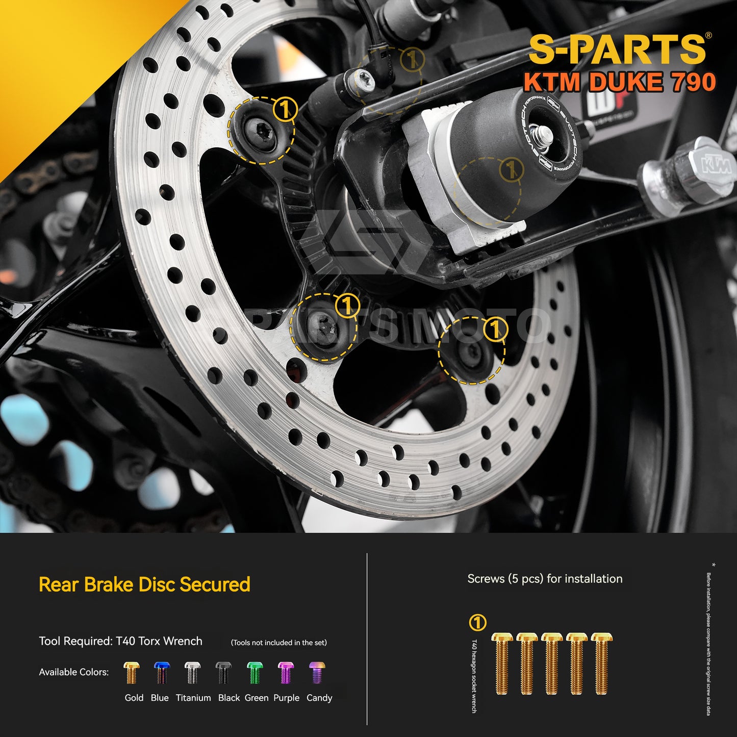 S-parts Titanium Front & Rear Brake / Suspension Bolt Kit for KTM DUKE 790