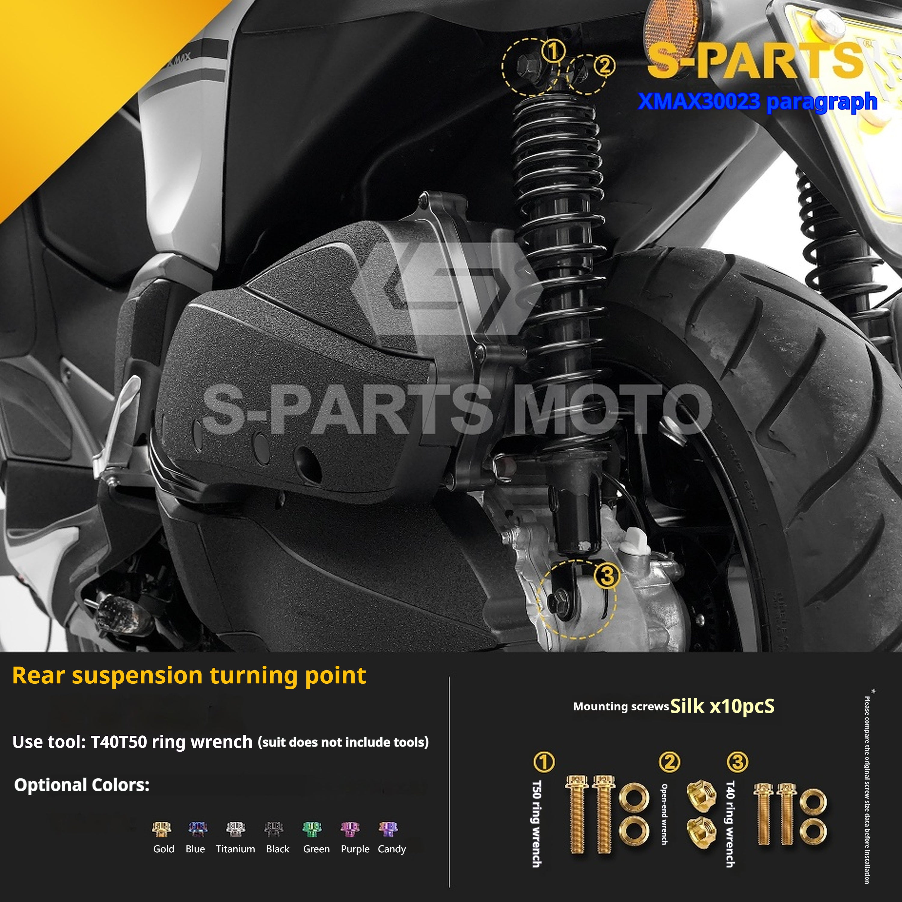 SPARTS Titanium Bolt Set for 2023 XMAX300 | Yamaha Motorcycle Titanium Bolt Upgrade