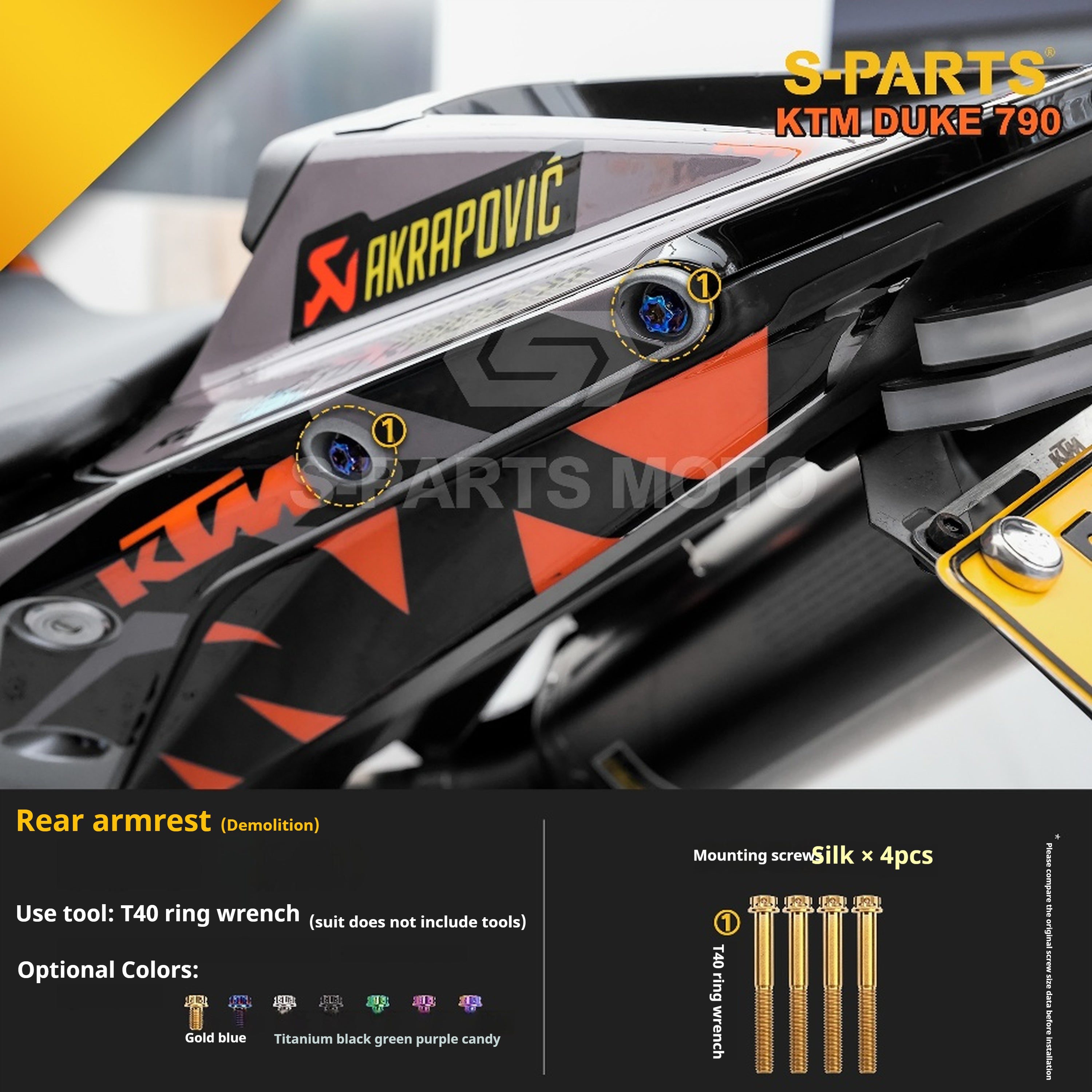 SPARTS TC4 Titanium Bolt Kit Compatible with KTM DUKE 790 – Full Motorcycle Fastener Upgrade