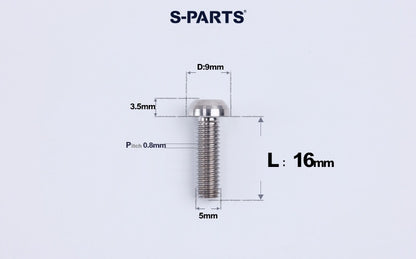 SPARTS M5 Titanium Bolt A2 Dome Head | Ultra-Light TC4 Bike Brake Caliper Bolt