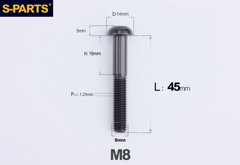 S-PARTS M8 A2 Series TC4 Titanium Bolts – Button Head Fasteners for Bicycle & E-Bike Upgrades