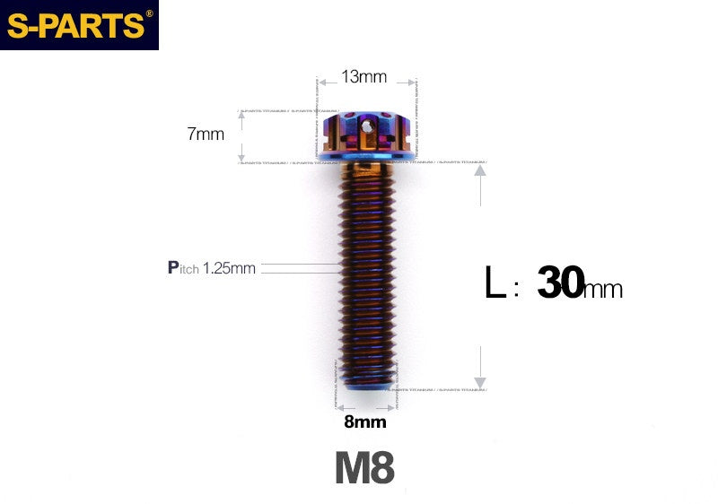 S-PARTS STAN M8 A3 Series Titanium Bolts – Standard Head TC4 Fasteners for Motorcycle & E-Motorcycle