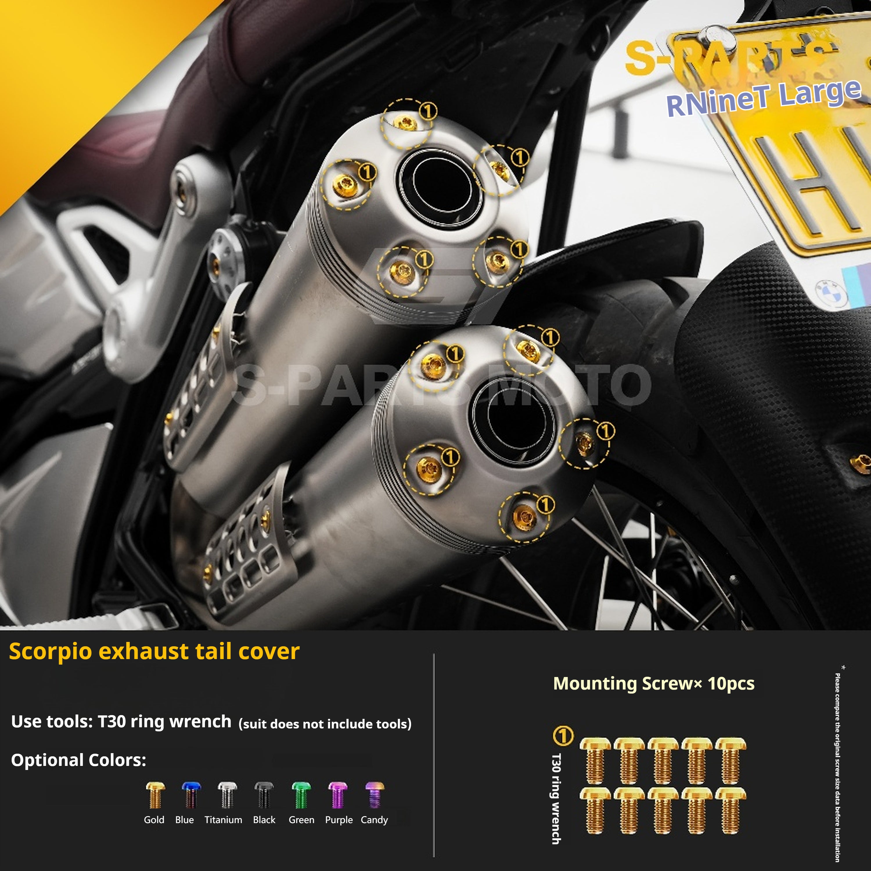 SPARTS BMW RnineT Titanium Alloy Motorcycle Bolt Upgrade Kit