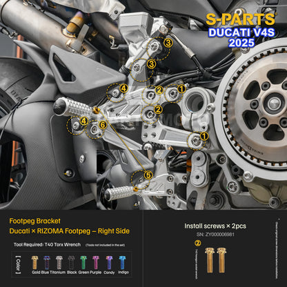 S-PARTS Titanium Engine and Rearset Fastener Kit for Ducati Panigale V4 S 2025