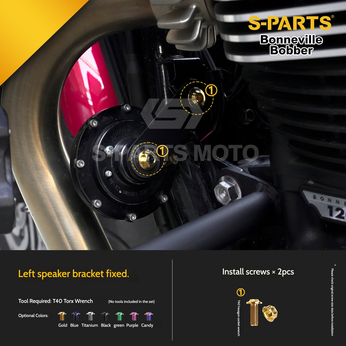 SPARTS Titanium Set Screws for Triumph Bonneville Bobber Motorcycle Modification