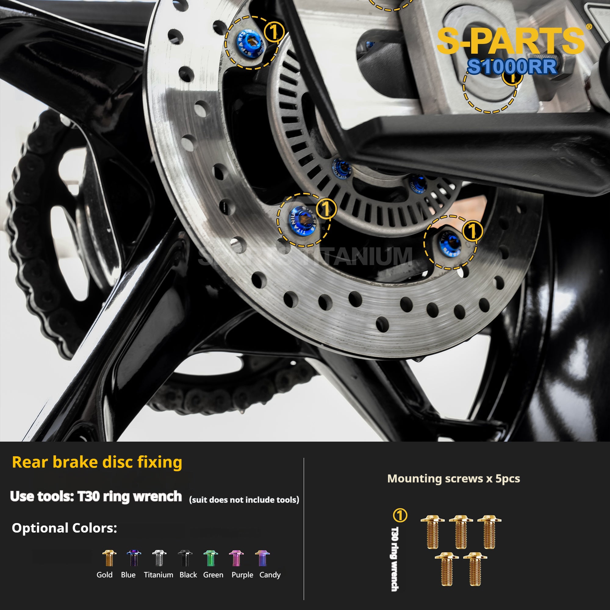 SPARTS TC4 Titanium Bolt Kit Compatible with BMW S1000RR — Full Motorcycle Upgrade Fastener Set