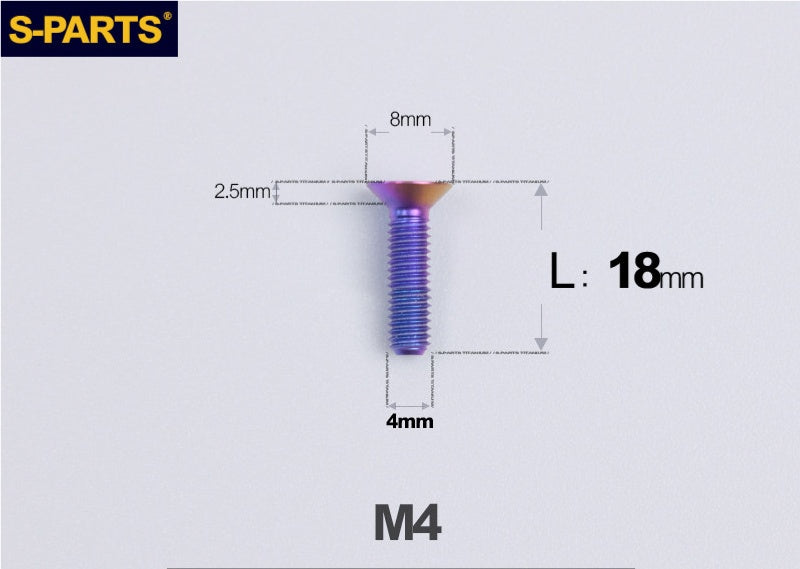 SPARTS M4x10-50mm Countersunk Titanium Alloy Bolt – Flat Head Fastening Screw for Motorcycle & Bicycle