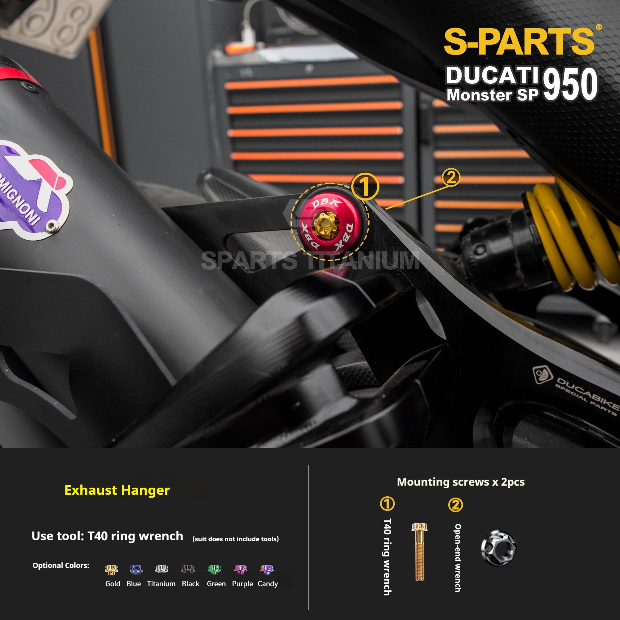 SPARTS Titanium Bolt Kit for Ducati New Monster SP 950 – CNC Titanium Upgrade Kit