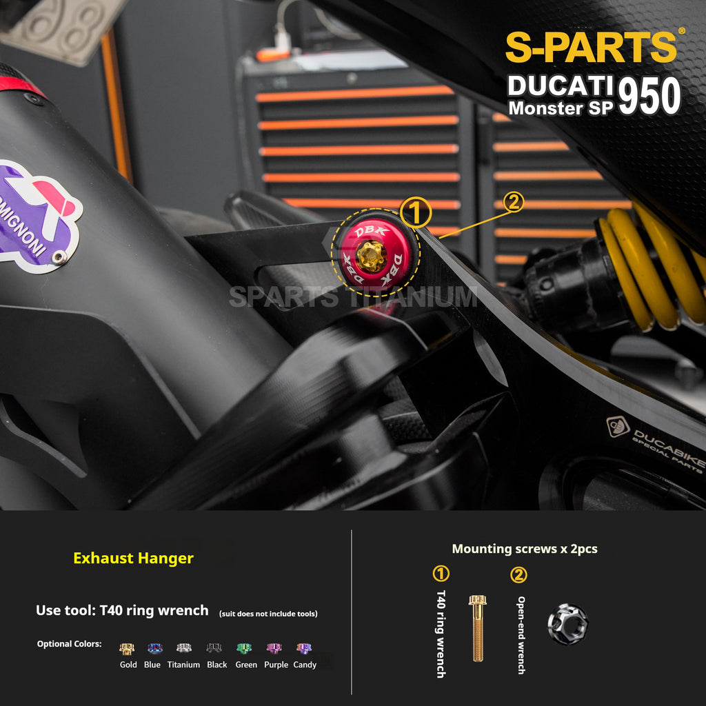SPARTS Titanium Bolt Kit for Ducati New Monster SP 950 – Custom Candy Color & CNC Titanium Upgrade Kit