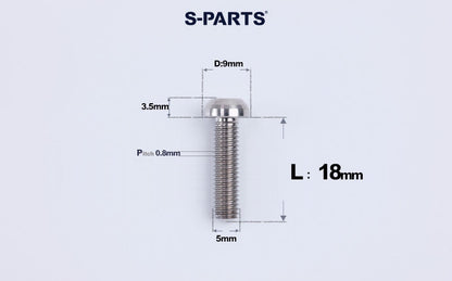 SPARTS M5 Titanium Bolt A2 Dome Head | Ultra-Light TC4 Bike Brake Caliper Bolt