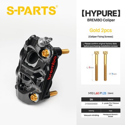 SPARTS Titanium Bolt Kit Compatible with BREMBO HYPURE Brake Caliper（gold）