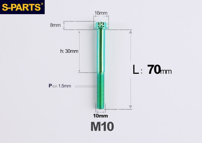 SPARTS M10 P1.5 A3 Series Titanium Bolt – Standard Head – 650°C Forged – S-Grade TC4 for E-Bikes, Motorcycles & Bicycles