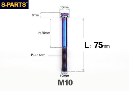 SPARTS M10 P1.5 A3 Series Titanium Bolt – Standard Head – 650°C Forged – S-Grade TC4 for E-Bikes, Motorcycles & Bicycles