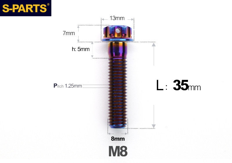 S-PARTS STAN M8 A3 Series Titanium Bolts – Standard Head TC4 Fasteners for Motorcycle & E-Motorcycle