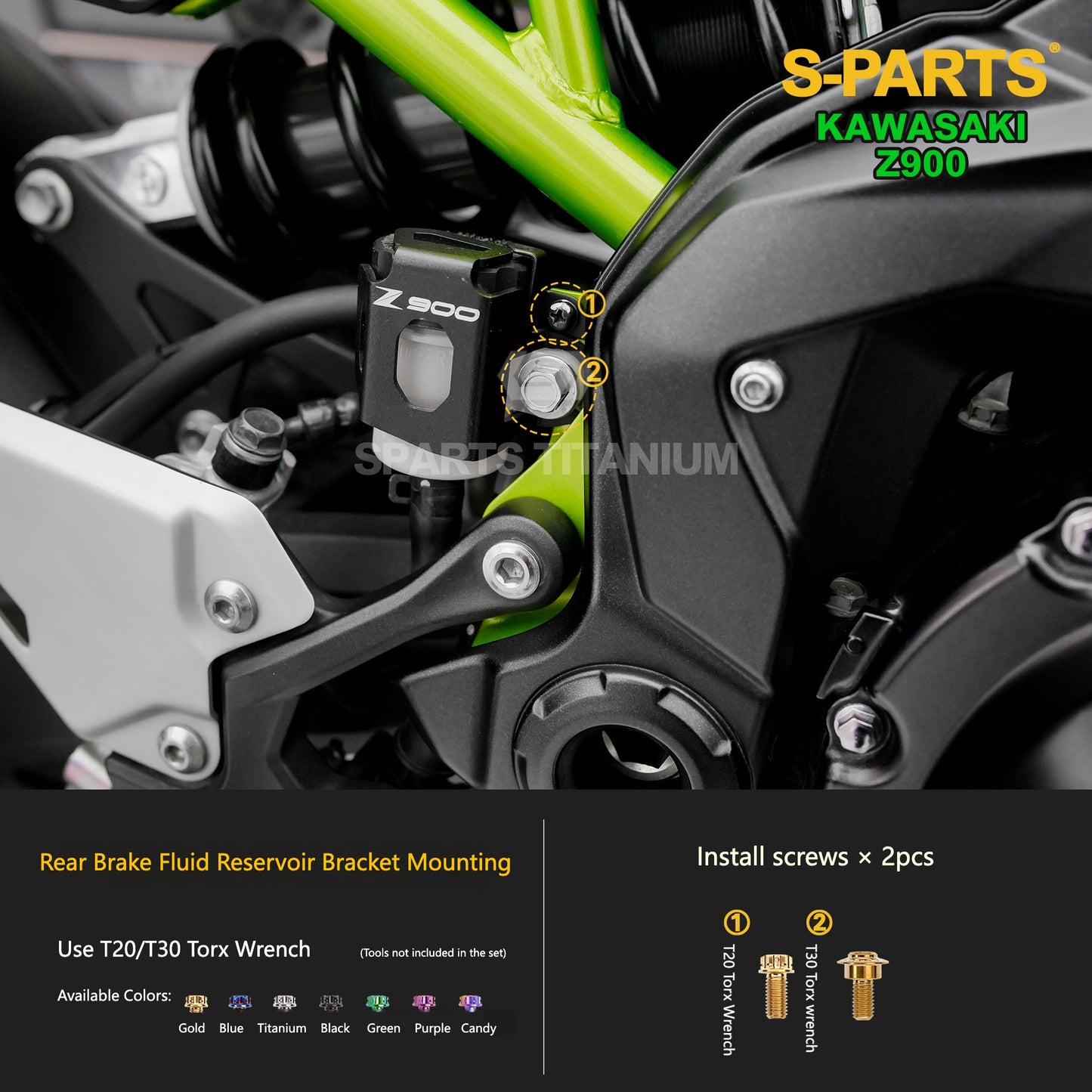 S-PARTS Titanium Fasteners Suspension & Brake System Bolt Kit for Kawasaki Z900