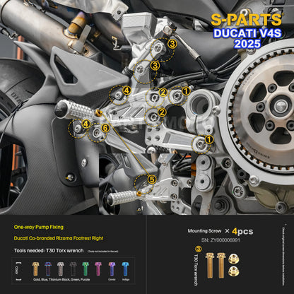 S-PARTS Titanium Engine and Rearset Fastener Kit for Ducati Panigale V4 S 2025