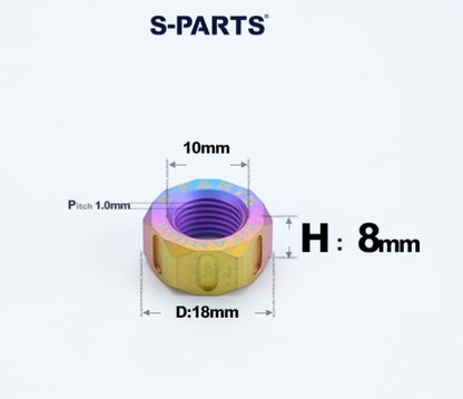 SPARTS Candy Titanium Alloy Hex Nuts – TC4 Motorcycle Locking & Fastening Nuts M5 M6 M8 M10 M12