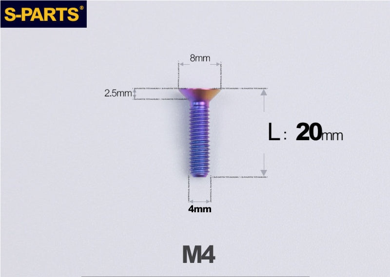SPARTS M4x10-50mm Countersunk Titanium Alloy Bolt – Flat Head Fastening Screw for Motorcycle & Bicycle