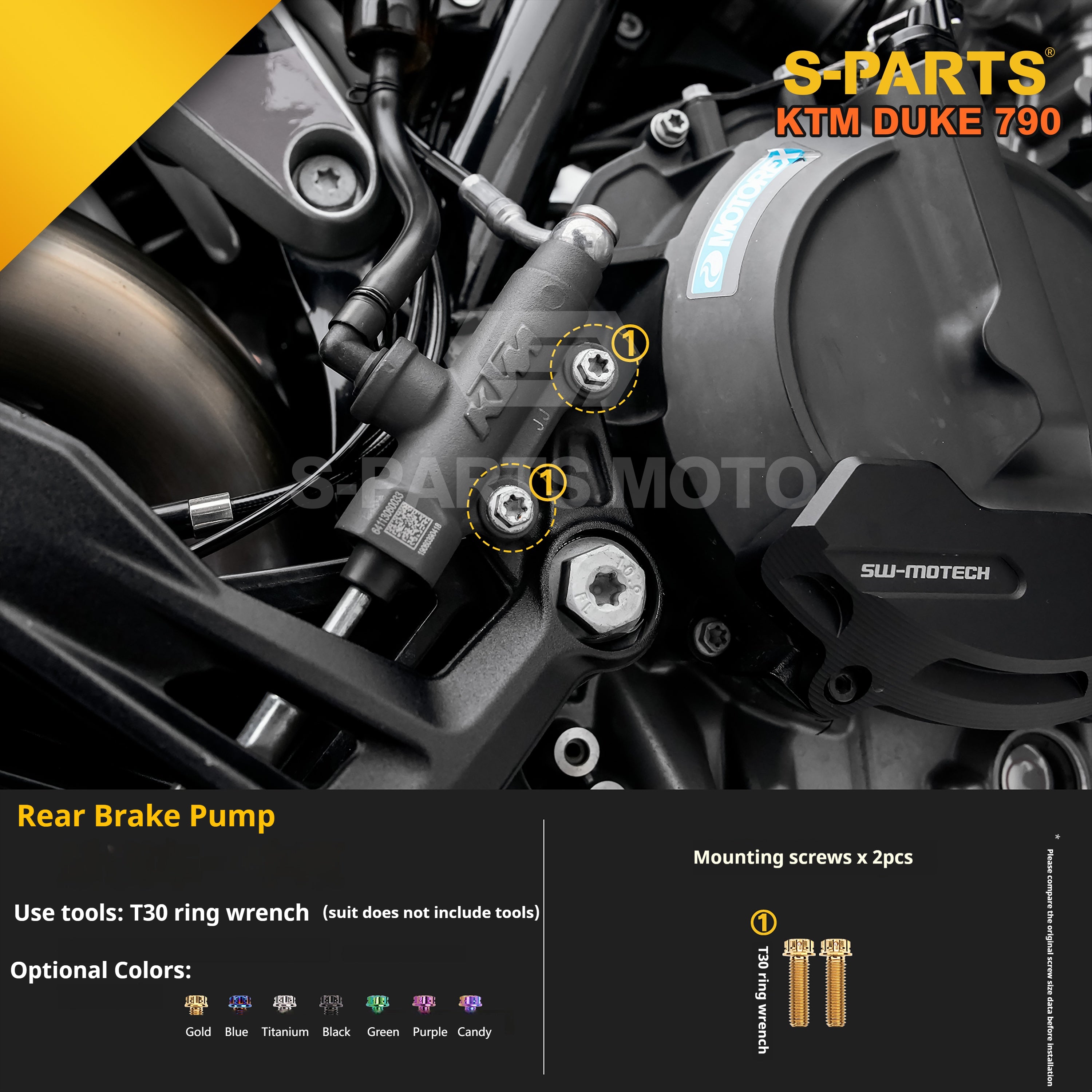 SPARTS TC4 Titanium Bolt Kit Compatible with KTM DUKE 790 – Full Motorcycle Fastener Upgrade