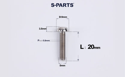 SPARTS M5 Titanium Bolt A2 Dome Head | Ultra-Light TC4 Bike Brake Caliper Bolt