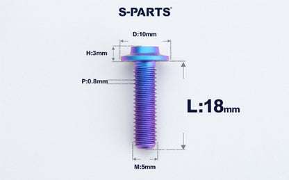 SPARTS A3 Countersunk Head M5 D10 Titanium Bolt TC4 Motorcycle & E-Bike Custom Fastener