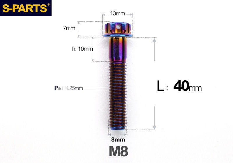 S-PARTS STAN M8 A3 Series Titanium Bolts – Standard Head TC4 Fasteners for Motorcycle & E-Motorcycle