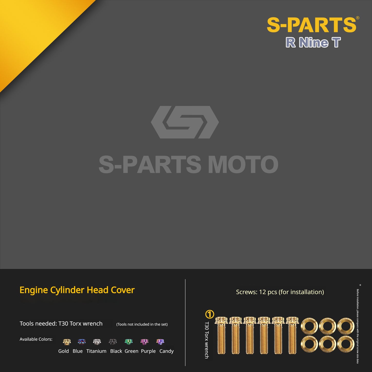 S-PARTS Premium Titanium Engine & Exhaust Bolt Kit for BMW R nineT