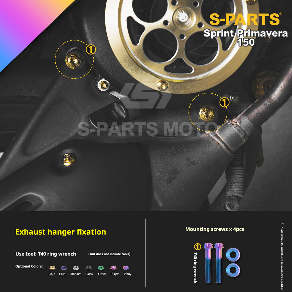 SPARTS Titanium Screw Set for Vespa Sprint/Primavera 150 – Custom Candy Color & CNC Titanium Upgrade Kit